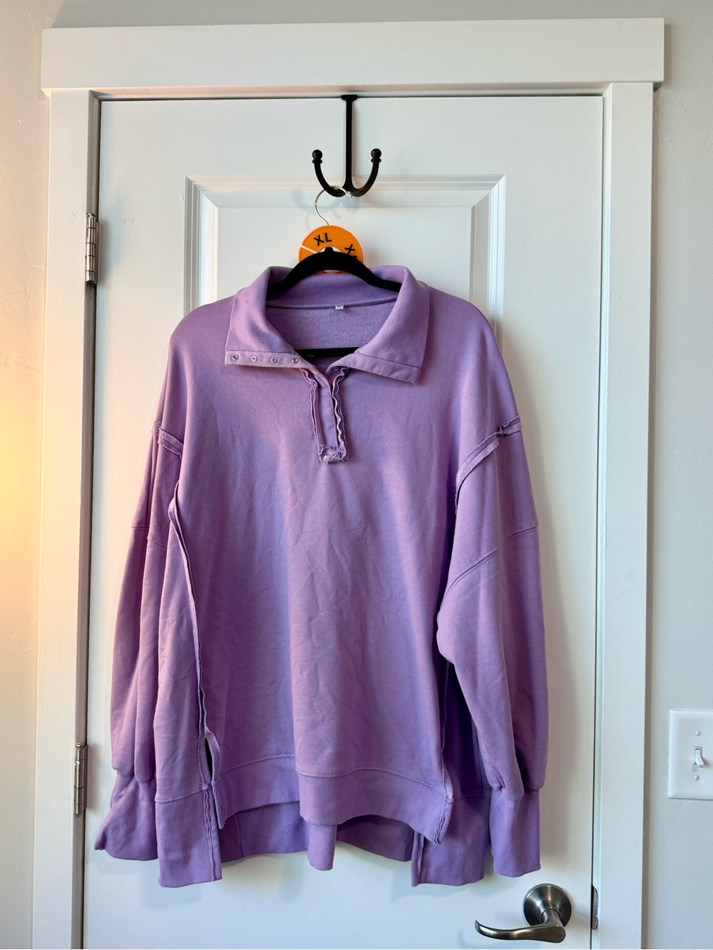 Amazon Lavender Snap-Collar Pullover Sweatshirt - Women